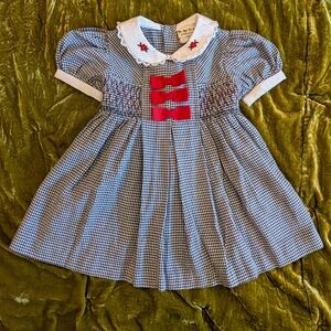 Vintage Toddler Gingham Smocker Valentine's Dress